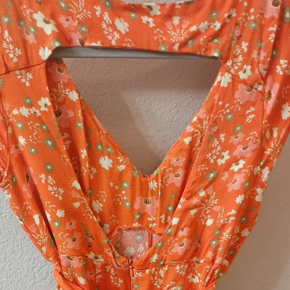 Free People Orange Halter Sundress Casual Resort Wear - Picture 4 of 5